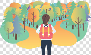 2 Paths In Summer Ponytail Owl Bird Birds Backpack   Transparent Fork In The Road Clipart  HD Png Download