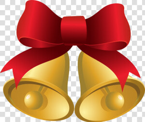 Christmas Bow Gold Bells With Red Clipart Image Gallery   Christmas Bow With Bells  HD Png Download