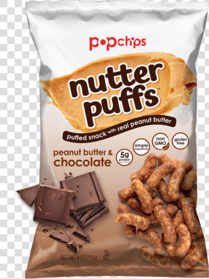 4oz Bag Of Peanut Butter And Chocolate Nutter Puffs   Popchips Peanut Butter Nutter Puffs  HD Png Download