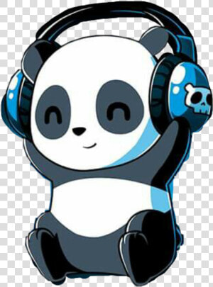  panda  headphones  music  happypanda  smile  behappy   Cartoon Panda With Headphones  HD Png Download