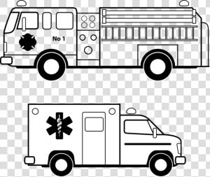 Fire Truck Vector Free Ambulance Emergency Fire Free   Outline Fire Truck Clipart  HD Png Download