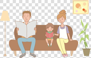 Family On Sofa   Family Sitting On Sofa Clipart  HD Png Download