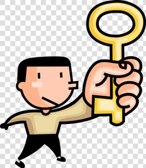 Holding Key To Unlock Padlock Vector Image   Holding A Key Clipart  HD Png Download