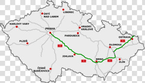 Czech Motorway Map D1   Czech Republic Map  HD Png Download