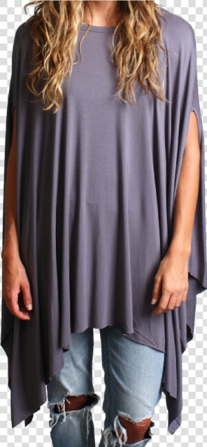 Charcoal Gray Piko Asymmetrical Poncho  HD Png Download