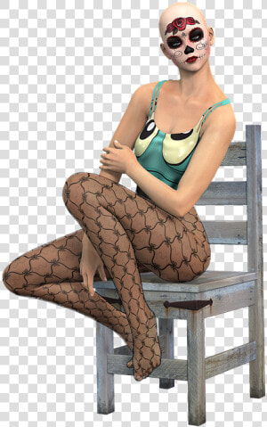 Woman  Sitting  Chair  Fishnet Stockings  Clothing   Woman Sitting In Chair Png  Transparent Png