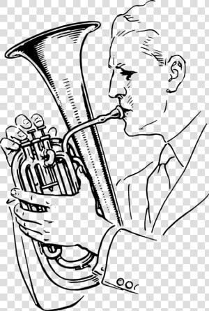 Playing Tuba Clipart Black And White  HD Png Download