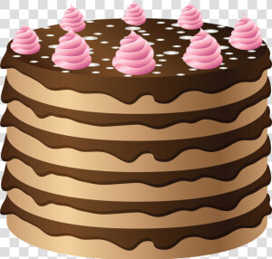 Chocolate Cake With Pink Cream Png Clipart   Chocolate Cake Clip Art  Transparent Png