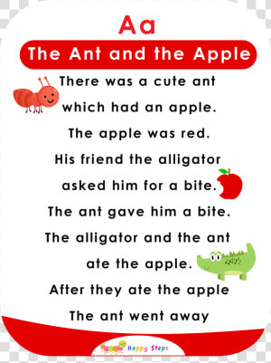 The Ant And The Apple   Alphabet Story With Moral  HD Png Download