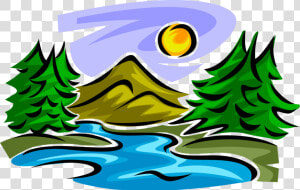 Vector Illustration Of Idyllic Mountain Stream Creek   Stream Clipart  HD Png Download