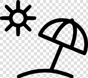 Umbrella Sun Beach Summer   Summer Icon Black And White  HD Png Download