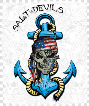 Salt Devils United We Stand Jolly Roger Anchor Long   Illustration  HD Png Download