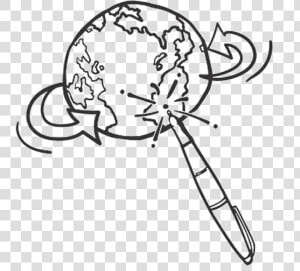 A Nifty Illustration Of A Globe Spinning On A Pen   Sketch  HD Png Download