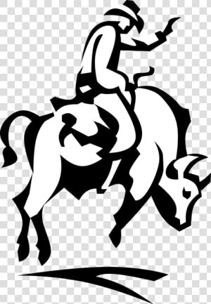 Vector Illustration Of Rodeo Cowboy Rides Bronco Bull   Cowgirl On A Bull Drawing Easy  HD Png Download