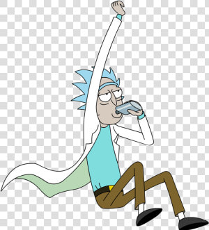 Rick Jumping And Drinking Alcohol   Rick And Morty Png  Transparent Png