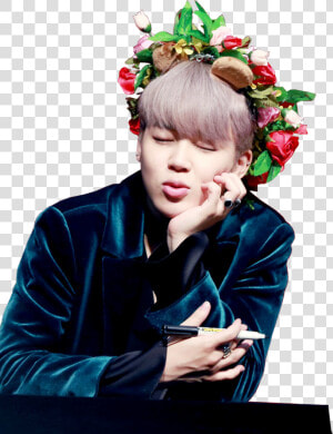 Cute Kpop Jimin Park Korean Green Flowers Png Bst Bts   Bts Kpop Jimin  Transparent Png