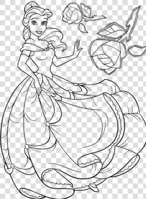 Disney Princess Belle Coloring Pages To Kids Related   Drawing Princess Beauty And The Beast  HD Png Download