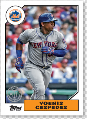 Yoenis Cespedes 2017 Topps Baseball Series 1 1987 Topps   Logos And Uniforms Of The New York Mets  HD Png Download