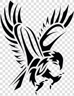 Black Tribal Flying Hawk Tattoo Stencil   Stencil Hawk  HD Png Download