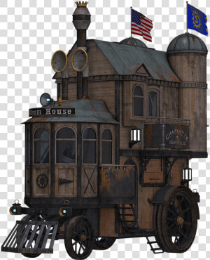 Steampunk Locomotive Side View   Steampunk Flying Train Png  Transparent Png