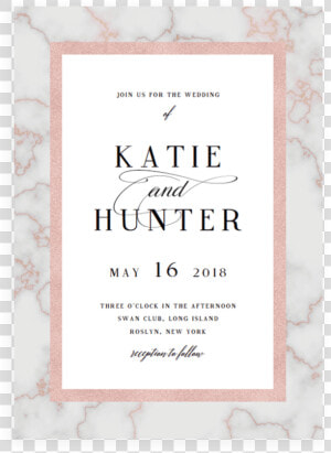 Marble And Rose Gold Wedding Invitation Cards Template   Paper  HD Png Download