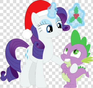 Look Who S Under The Mistletoe  Spike By Porygon2z   Mlp Fim Spike And Rarity Kiss  HD Png Download