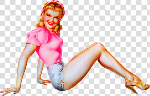 Pin Up Girl  Retro Girl  Woman  Vintage  Fashion  Girl   Pin Up Girl Pink Blouse  HD Png Download