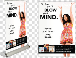 Fat Burner Reboot Mini table Top Retractable Banner   Happy Woman  HD Png Download