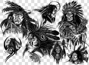 Sleeve Tattoo Americans In   Native American Tribal Chief Tattoo  HD Png Download