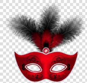 Mardi Ball Carnival Masquerade Gras Mask Feather Clipart   Mask With Feather Red  HD Png Download