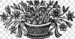 Bowl Of Flowers Clip Arts   Bowl Of Flowers Black And White Clipart  HD Png Download