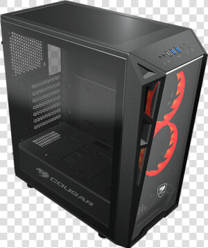 Turret Tempered Glass  No Psu  Atx  Black  Mid Tower   Cougar Turret Atx Mid Tower Case  HD Png Download