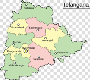 Telangana Map Mal   Telangana Map 10 Districts  HD Png Download