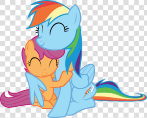 Rainbow Dash Scootaloo Hugging By Timelordomega On  HD Png Download