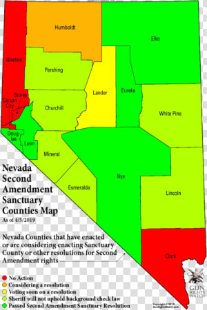 Nevada Map Of Second Amendment Sanctuary Counties   Second Amendment Sanctuary Nevada  HD Png Download