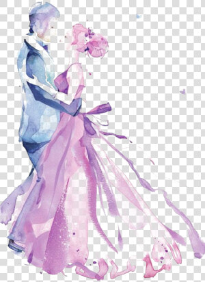 Wedding Invitation Watercolor Painting Drawing   Man And Woman Dancing Drawing  HD Png Download