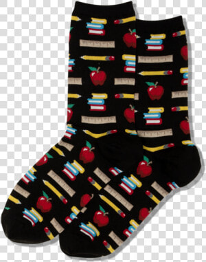 Women S Teachers School Supplies Socks Class Slick   Sock  HD Png Download