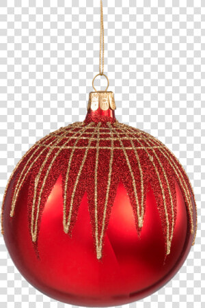 Glass Bauble Red With Glitter Roof  10 Cm   Christmas Ornament  HD Png Download