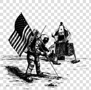 Apollo Moon Landing Drawing   Neil Armstrong Landing On The Moon Drawing  HD Png Download