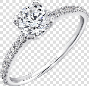 Uneek Round Diamond Non Halo Engagement Ring With Simple   White Gold Round Diamond Ring Halo  HD Png Download