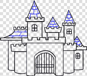 Castle Drawing Sketch   Draw A Cartoon Castle  HD Png Download