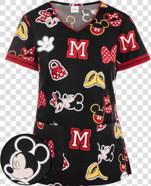 Uniforme Clinico Minnie   Png Download   Cherokee Tooniforms Disney Minnie Patches V Neck Print  Transparent Png