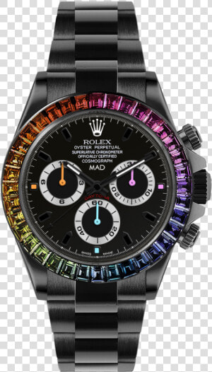 Rolex Daytona Rainbow Black  HD Png Download