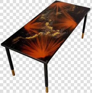 Coffee Table Brass Metal Lacquered Black Glass Top   Coffee Table  HD Png Download