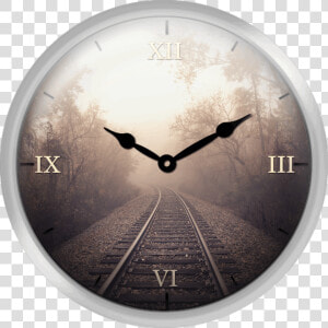 Train Tracks And Fog   Wall Clock  HD Png Download