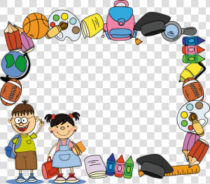 Clip Art Ni  os Graduados Clipart   School Kids Border Design  HD Png Download