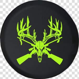 Deer Skull Big Rack Crossed Hunting Rifles   Decal Whitetail Deer Skull  HD Png Download