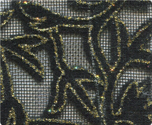 142 Gold Leaf Velvet Black Mesh  stiletto   Mesh Fabric With Black Velvet Designs  HD Png Download