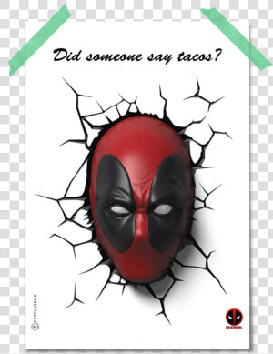 Deadpool Tacos Wall Break Through Poster   Deadpool Wall Sticker  HD Png Download