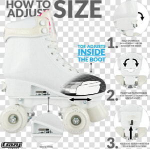 Crazy Skates Glitter Pop White   Glitter Pop Adjustable Roller Skates By Crazy Skates  HD Png Download